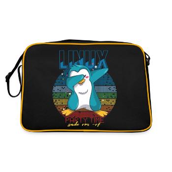 Linux Party Sudo Root Geek Cute Penguin Nerd Progr - Retro Bag - black/gold - Back