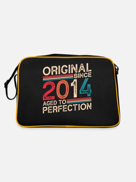 Original 2014 Geburtstag Vintage Geschenkidee - Retro Tasche - Schwarz/Gold - Hinten