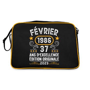 Anniversaire Vintage Idée Cadeau Février 1986 37 - Sac Retro - noir/or - Dos