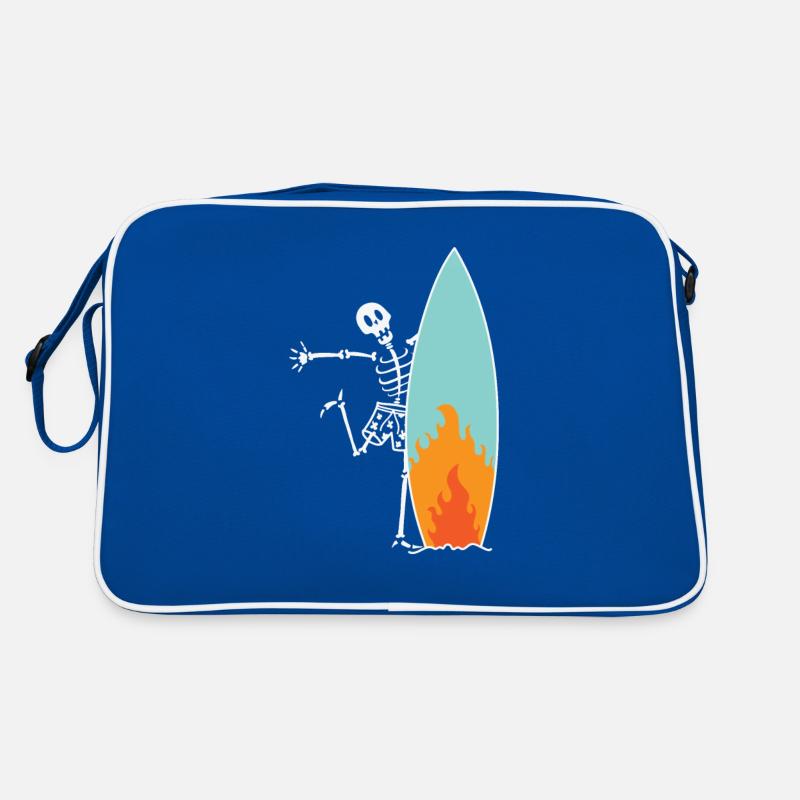 Squelette de surf avec planche de surf brûlante Sac Retro