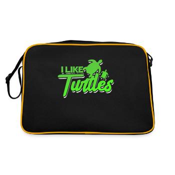 Schildkröte Turtle Meer Meeresbewohner Geschenk - Retro Tasche - Schwarz/Gold - Hinten
