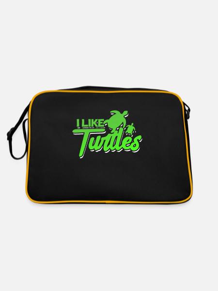 Turtle Turtle Sea Sea Creatures Gift - Retro Bag - black/gold - Back