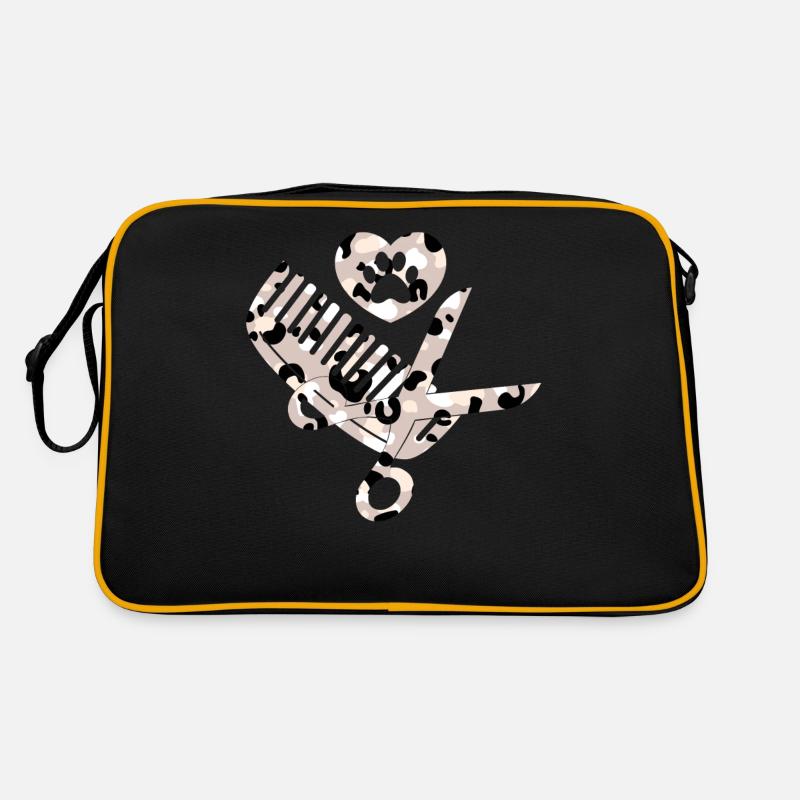 Ciseaux Peigne Chien Coiffeur Profession Léopard Sac Retro