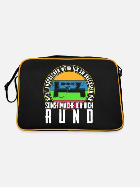 Drechsler Drechselbank Drechseln - Retro Tasche - Schwarz/Gold - Hinten