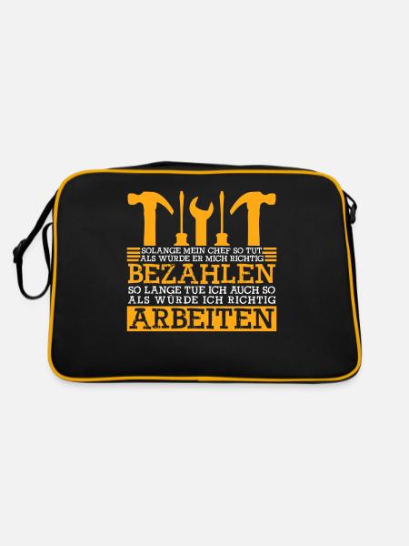 Handwerker Witz Handwerk - Retro Tasche - Schwarz/Gold - Hinten