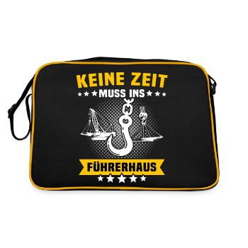 Kranführer Kran Kranfahrer - Retro Tasche - Schwarz/Gold - Hinten
