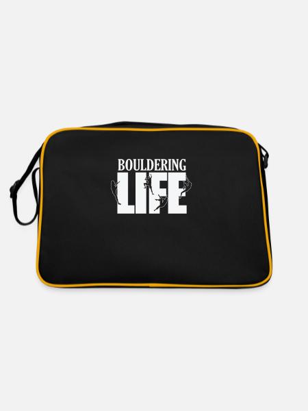 Bouldering Life Hobby Klettern Sport - Retro Tasche - Schwarz/Gold - Hinten