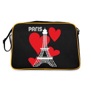 Touristes-Paris-Coeur-Tour Eiffel-France-Souvenir - Sac Retro - noir/or - Dos