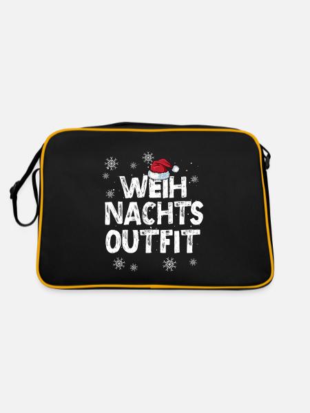 Weihnachts-Outfit Partnerlook Weihnachten Familie - Retro Tasche - Schwarz/Gold - Hinten