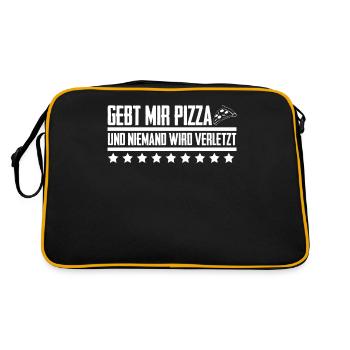 Pizza Pizzaria Pizzarezept Pizzabäcker - Retro Tasche - Schwarz/Gold - Hinten