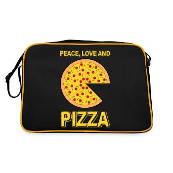 Pizza Spruch Pizzabäcker Pizzaria - Retro Tasche - Schwarz/Gold - Hinten