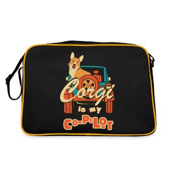 Corgi Ist Mein Co-Pilot-Assistent-Freund-Haustier - Retro Tasche - Schwarz/Gold - Hinten