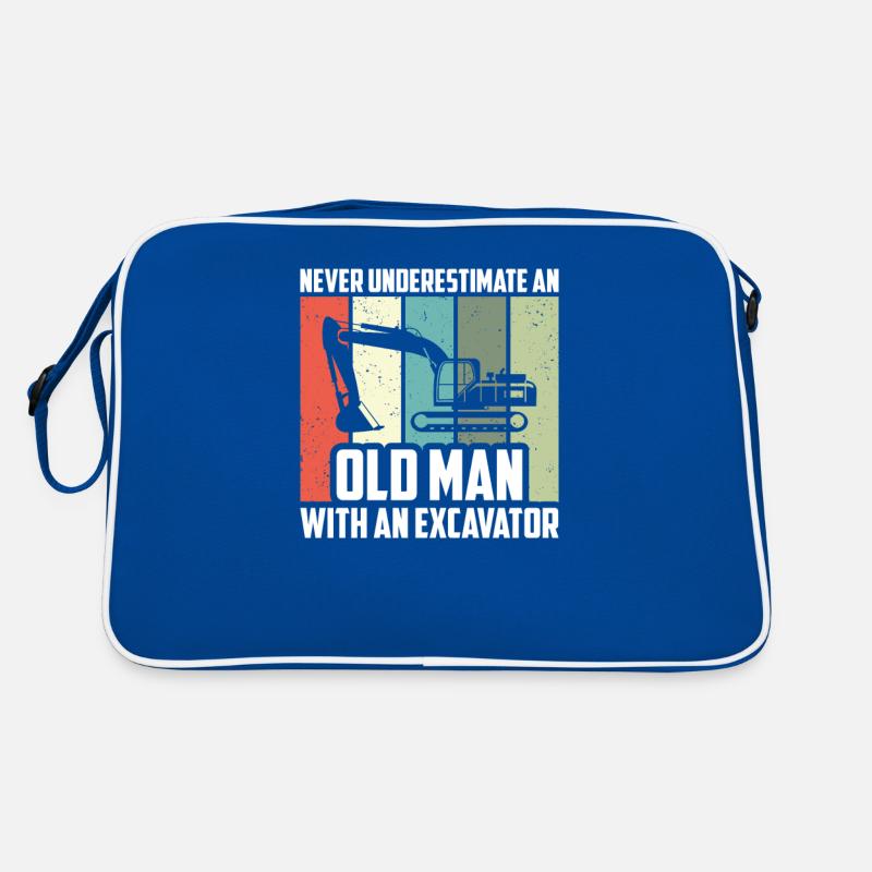 Never Underestimate Old Man Excavator, Bagger Retro Tasche