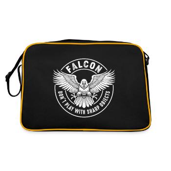 Falke Scharfe Objekte Falknerei Ornithologe Adler - Retro Tasche - Schwarz/Gold - Hinten