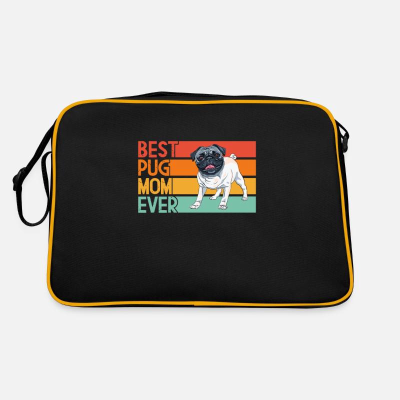 Mops Hund Hundefreund Haustier Möpse Pug Geschenk Retro Tasche