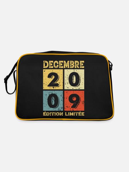Anniversaire Vintage Idée Cadeau Décembre 2009 - Sac Retro - noir/or - Dos