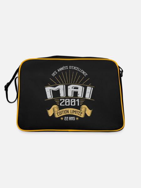 Mai 2001 22 Ans Anniversaire Vintage Idée Cadeau - Sac Retro - noir/or - Dos