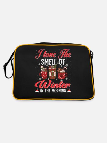 Ich Liebe Den Geruch Von Winter Im Morgenzitat - Retro Tasche - Schwarz/Gold - Hinten