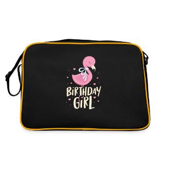 Flamingo Anniversaire Fille Oiseau Rose Cadeau - Sac Retro - noir/or - Dos