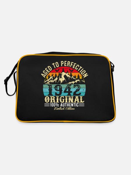 Perfekt gealtert 1942 Original - Retro Tasche - Schwarz/Gold - Hinten