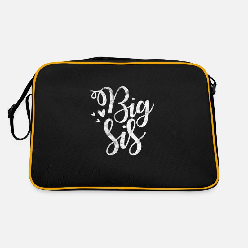 Große Schwester Bruder Geschwister Geschenk - Retro Tasche - Schwarz/Gold