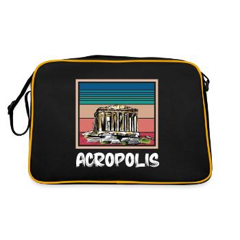 Griechenland Akropolis griechische Stadt Ruine Ath - Retro Tasche - Schwarz/Gold - Hinten