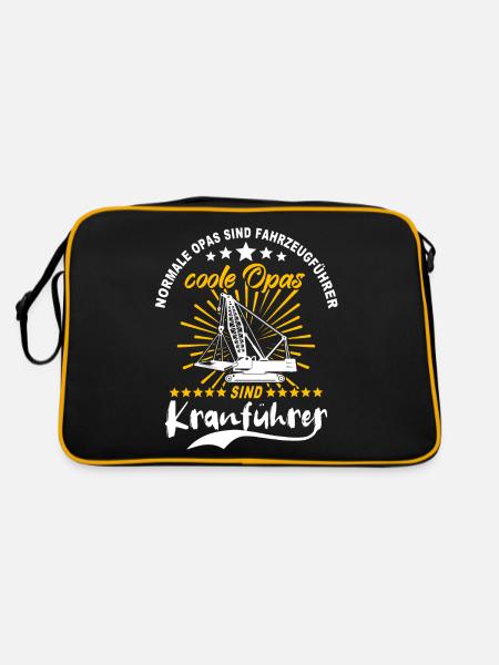 Kranfahrer Opa Kranführer Opas - Retro Tasche - Schwarz/Gold - Hinten