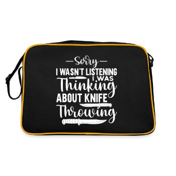 Messerwurfscheibe Geschenk Messerwerfer - Retro Tasche - Schwarz/Gold - Hinten