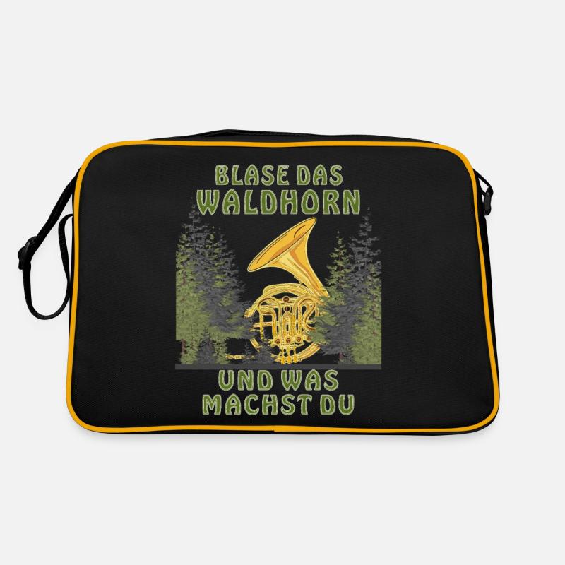 BLASE DAS WALDHORN UND WAS MACHST DU Retro Tasche