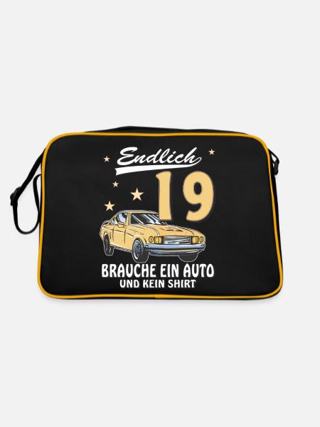 AUTO GEBURTSTAG ENDLICH 19 - Retro Tasche - Schwarz/Gold