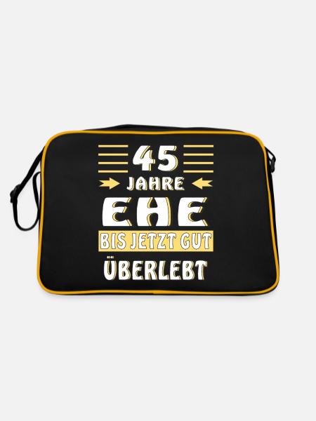 45 JAHRE EHE BIS JETZT GUT ÜBERLEBT - Retro Tasche - Schwarz/Gold - Hinten