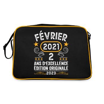 Anniversaire Vintage Idée Cadeau Février 2021 2 - Sac Retro - noir/or - Dos