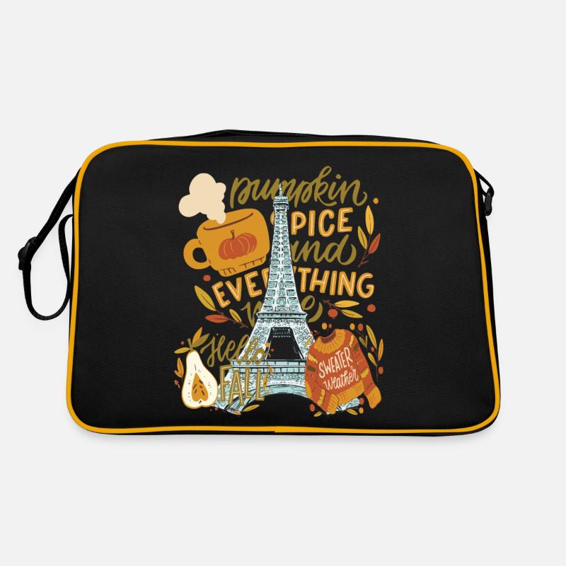 Paris Hallo Herbst Kürbisse auf Eiffelturm Herbst Retro Tasche