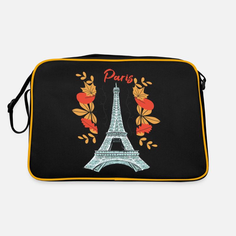 Paris mit Herbstblättern Eiffelturm im Herbst Fran Retro Tasche