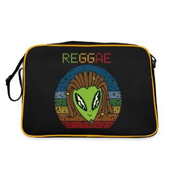 Reggae Alien Retro Jamaika Rasta Souvenir Rastafar - Retro Tasche - Schwarz/Gold - Hinten