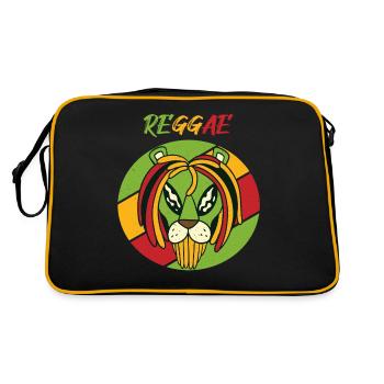 Rasta Löwe Reggae Retro Jamaika Souvenir Rastafari - Retro Tasche - Schwarz/Gold - Hinten