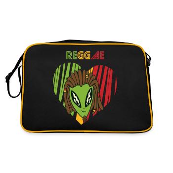 Reggae UFO Jamaika Souvenir Rasta Musik Rastafaria - Retro Tasche - Schwarz/Gold - Hinten
