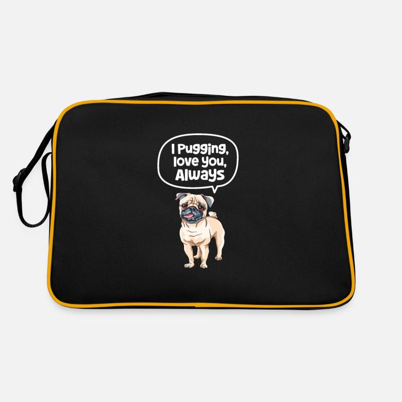Mops Hund Hundefreund Haustier Möpse Pug Geschenk Retro Tasche