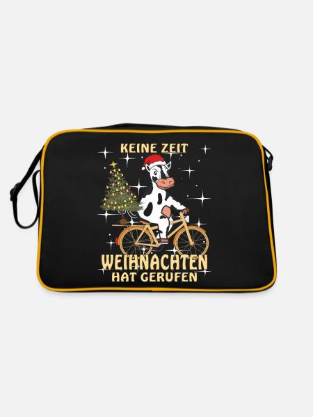 KUH FAHRRAD KEINE ZEIT WEIHNACHTEN - Retro Tasche - Schwarz/Gold - Hinten