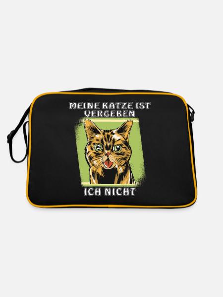 MEINE KATZE IST VERGEBEN - Retro Tasche - Schwarz/Gold - Hinten