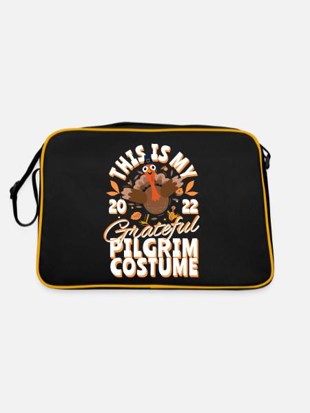 This is my grateful Pilgrim Costume - Thanksgiving - Retro Tasche - Schwarz/Gold - Hinten