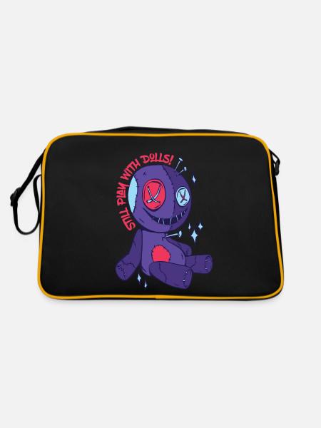 Voodoo Play with Dolls Creepy Halloween Witches - Retro Bag - black/gold - Back