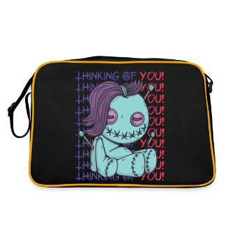 Gruseliger Voodoo Ich denke an dich! Gruseliges Ha - Retro Tasche - Schwarz/Gold - Hinten