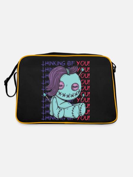 Creepy Voodoo I'm thinking of you! Creepy Ha - Retro Bag - black/gold - Back