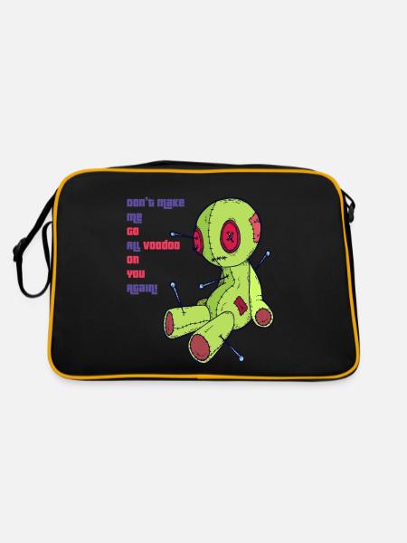 Voodoo auf dich! Hexerei Gruseliges Halloween Kost - Retro Tasche - Schwarz/Gold - Hinten