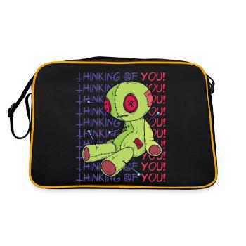 Voodoo Puppe Hexerei Denken An Dich Gruselig Hallo - Retro Tasche - Schwarz/Gold - Hinten