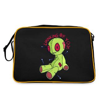 Voodoo Puppe Hexerei Ich denke an dich! Gruseliges - Retro Tasche - Schwarz/Gold - Hinten