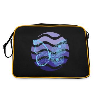 Schmetterling Kunst Retro Schmetterlinge Herbst Li - Retro Tasche - Schwarz/Gold - Hinten