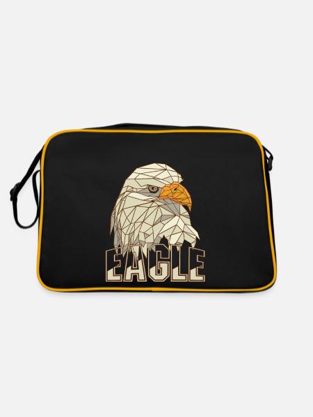 Eagle Nature Mountain Falconry Birds of Prey Falcon Goshawk - Retro Bag - black/gold - Back