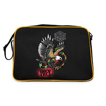 Falke Scharfe Objekte Falknerei Adler Habicht Falk - Retro Tasche - Schwarz/Gold - Hinten